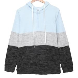 POWDER BLUE & GRAY COLOR BLOCK LONG SLEEVE ZIPPER HOODIE SIZE 2X 18-20